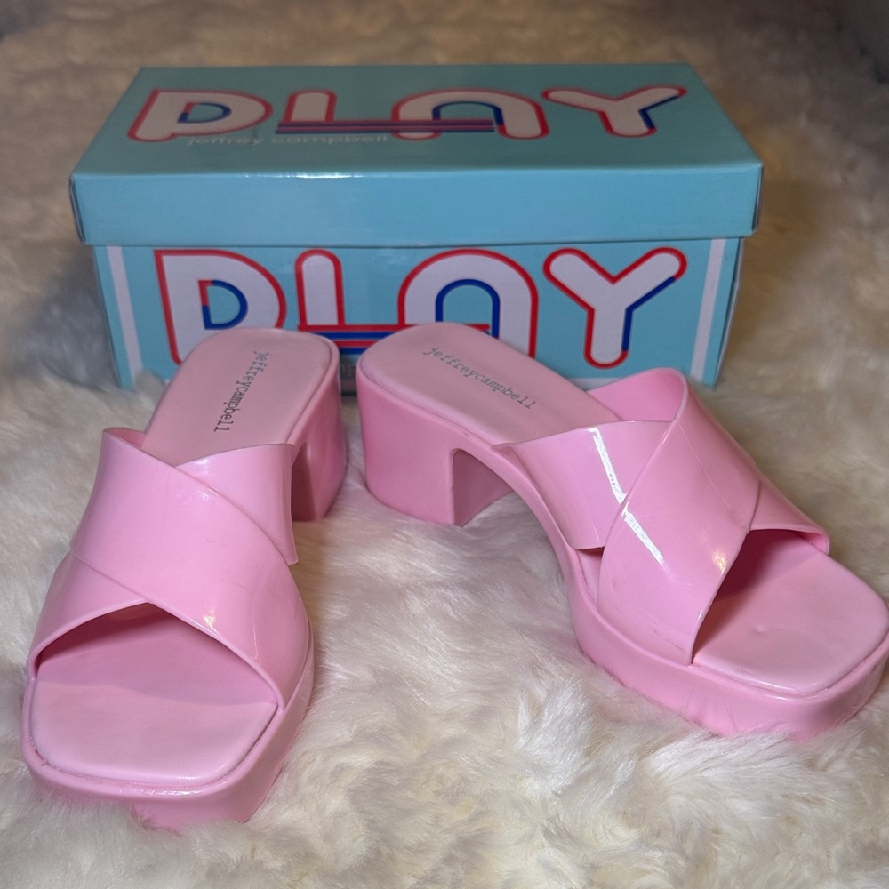 Jeffrey Campbell Pink block heeled sandals